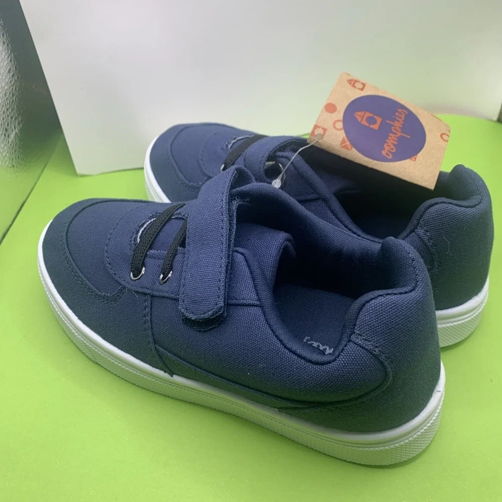 Oomphies Boys Ethan Navy Blue Hook & Loop Strap Sneaker Shoes 12Y New With Tags